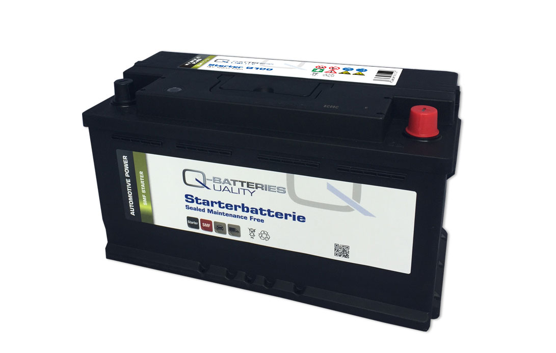 Q-Batteries Autobatterie 100Ah 860A Q100, wartungsfrei