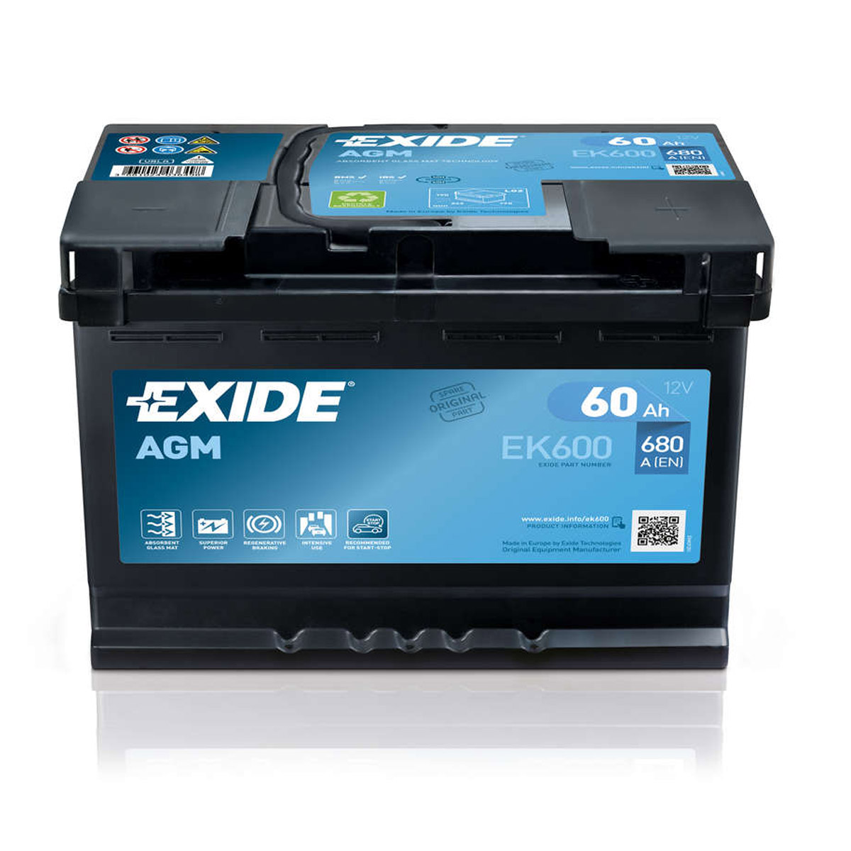 Exide EK600 AGM 60Ah 680A Autobatterie Start-Stop