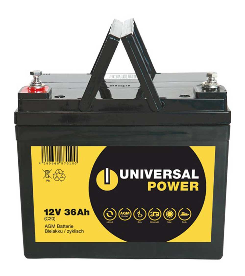 Universal Power AGM UPC12-36 12V 36Ah AGM Batterie zyklenfest wartungsfrei